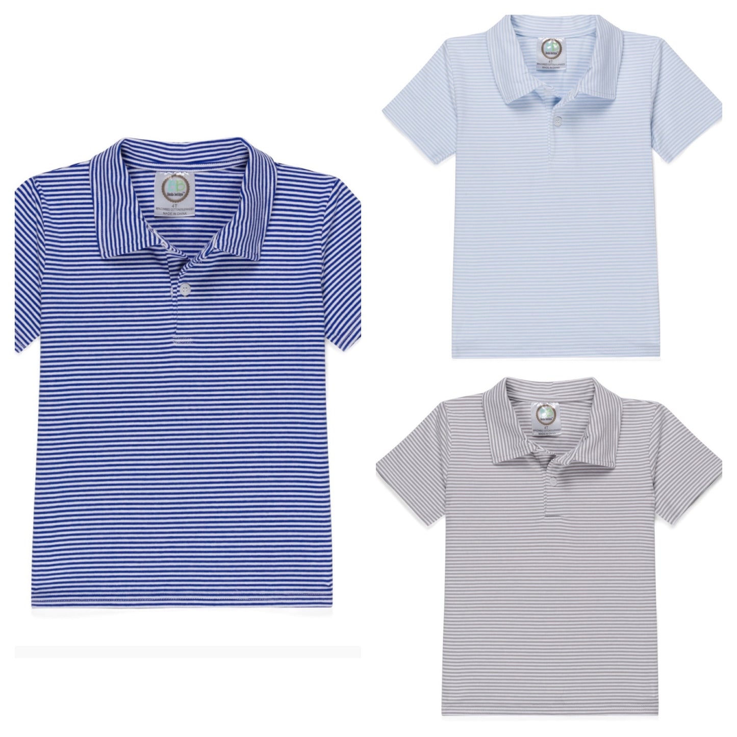 Boys Short Sleeve Striped Polo