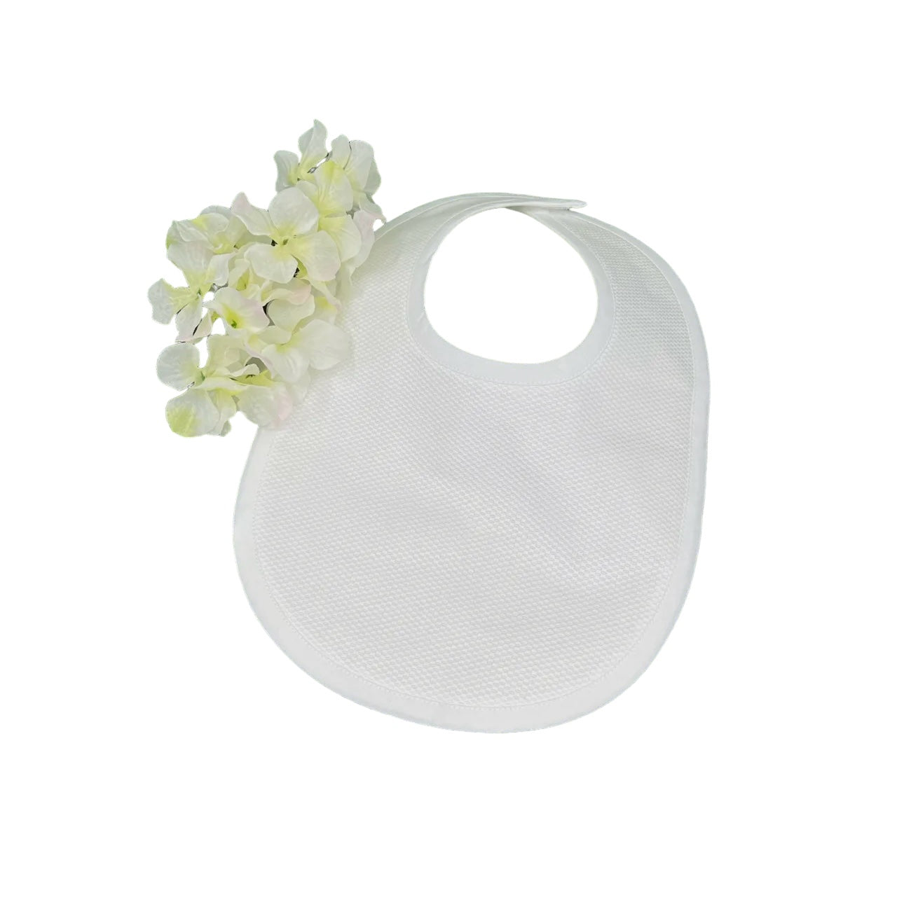 White Cotton Pique Bib w/ Ric Rac Trim