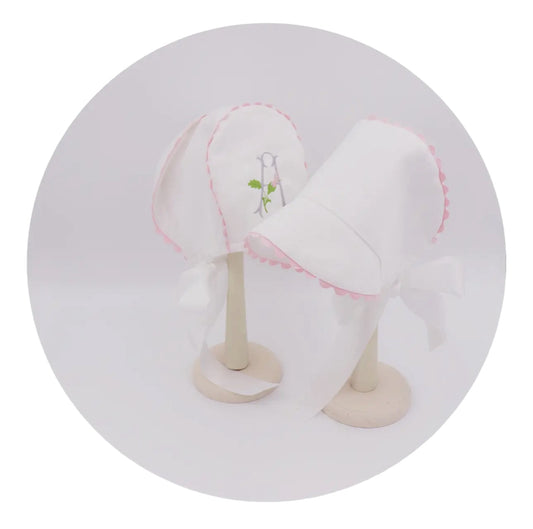 White Cotton Pique Addi Bonnet