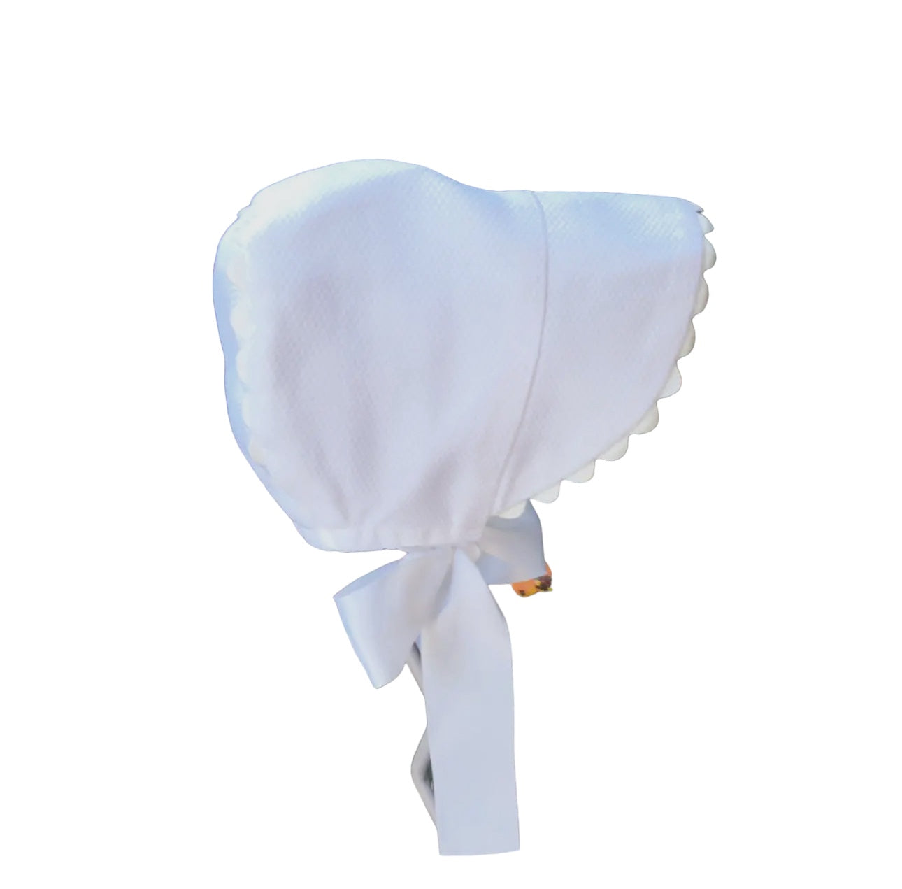 White Cotton Pique Addi Bonnet