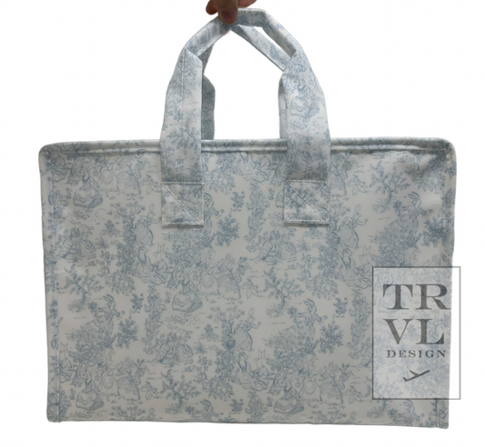 TRVL Overnight Tote- Bunny Blue Toile