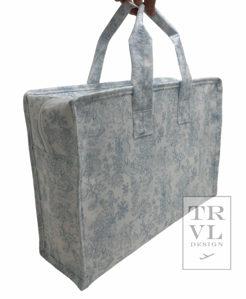 TRVL Overnight Tote- Bunny Blue Toile