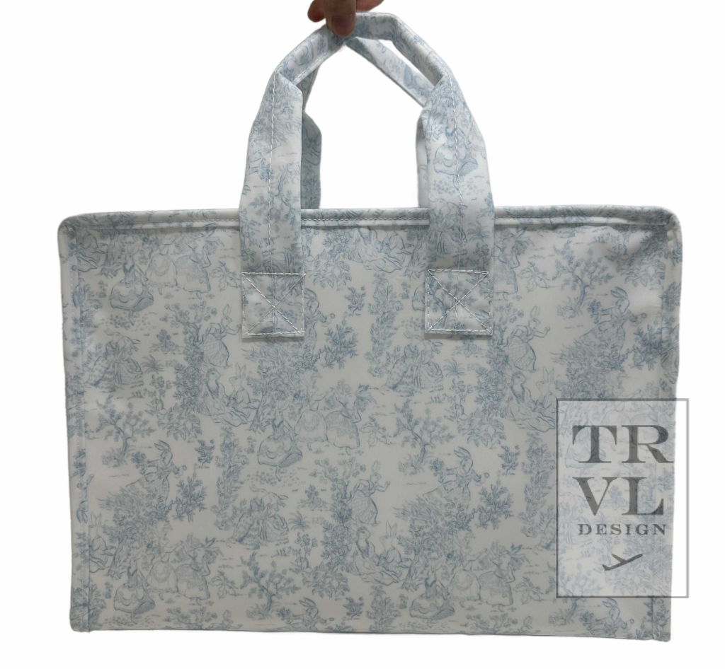 TRVL Overnight Tote- Bunny Blue Toile