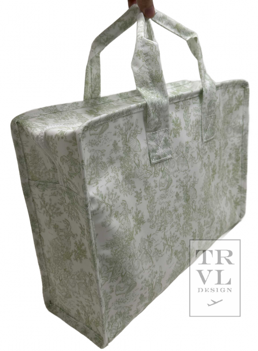 TRVL Overnight Tote - Bunny Green Toile