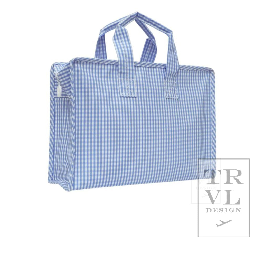 TRVL Overnight Tote-Sky Gingham