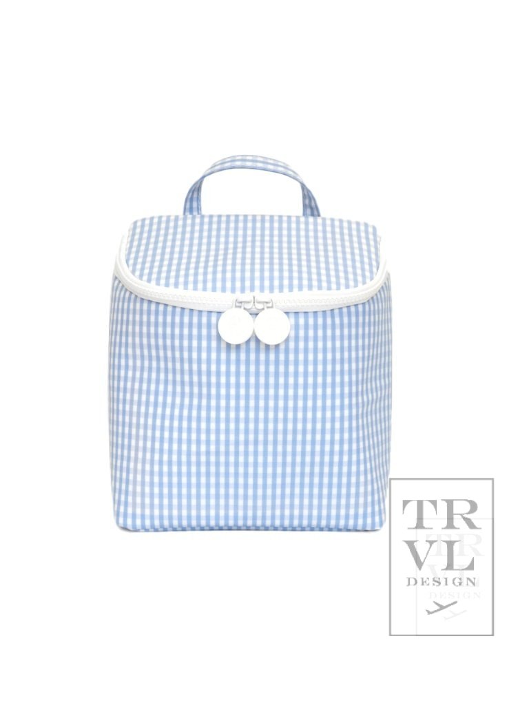 TRVL Takeaway Lunch Bag- Insulated Sky Gingham