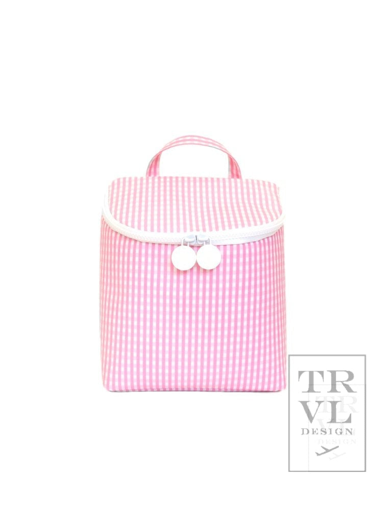 TRVL Takeaway Lunch Bag- Insulated Pink Gingham