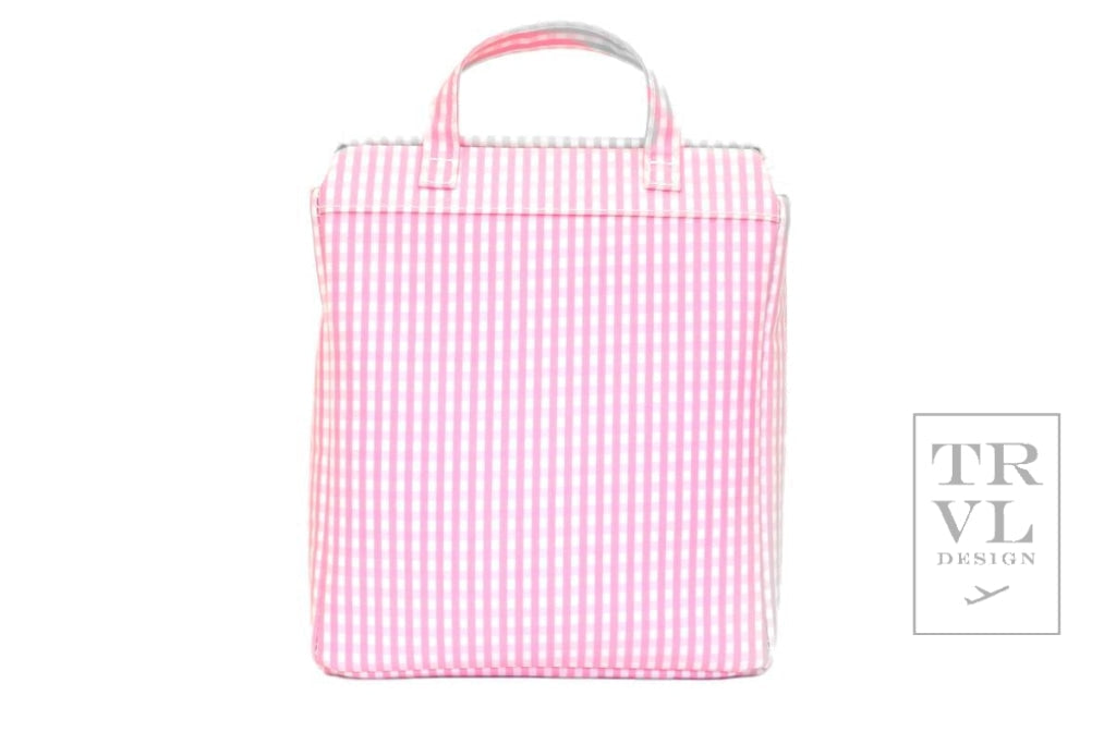 TRVL Takeaway Lunch Bag- Insulated Pink Gingham