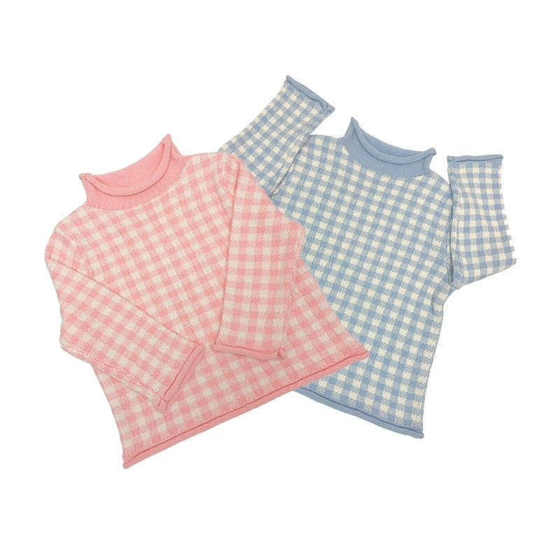 Rollneck Sweater- Pink Gingham *Preorder