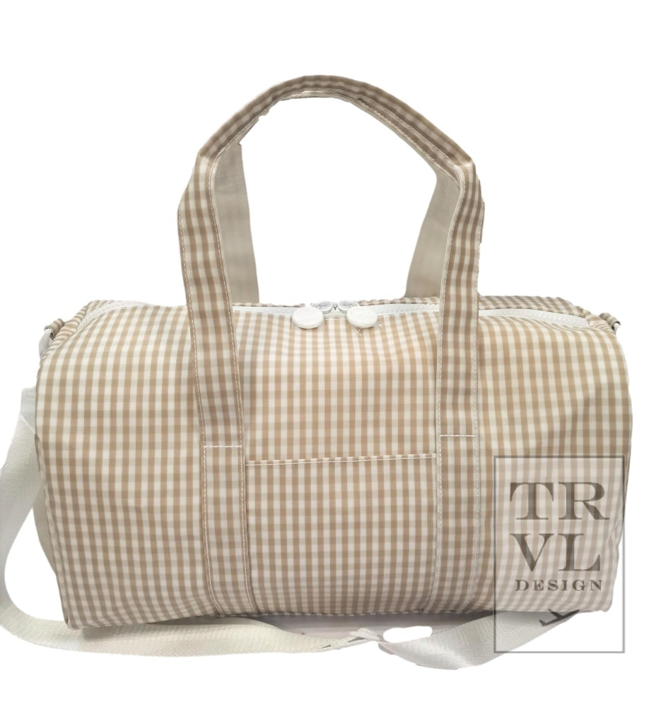 TRVL Weekender- Khaki Gingham Duffle Bag