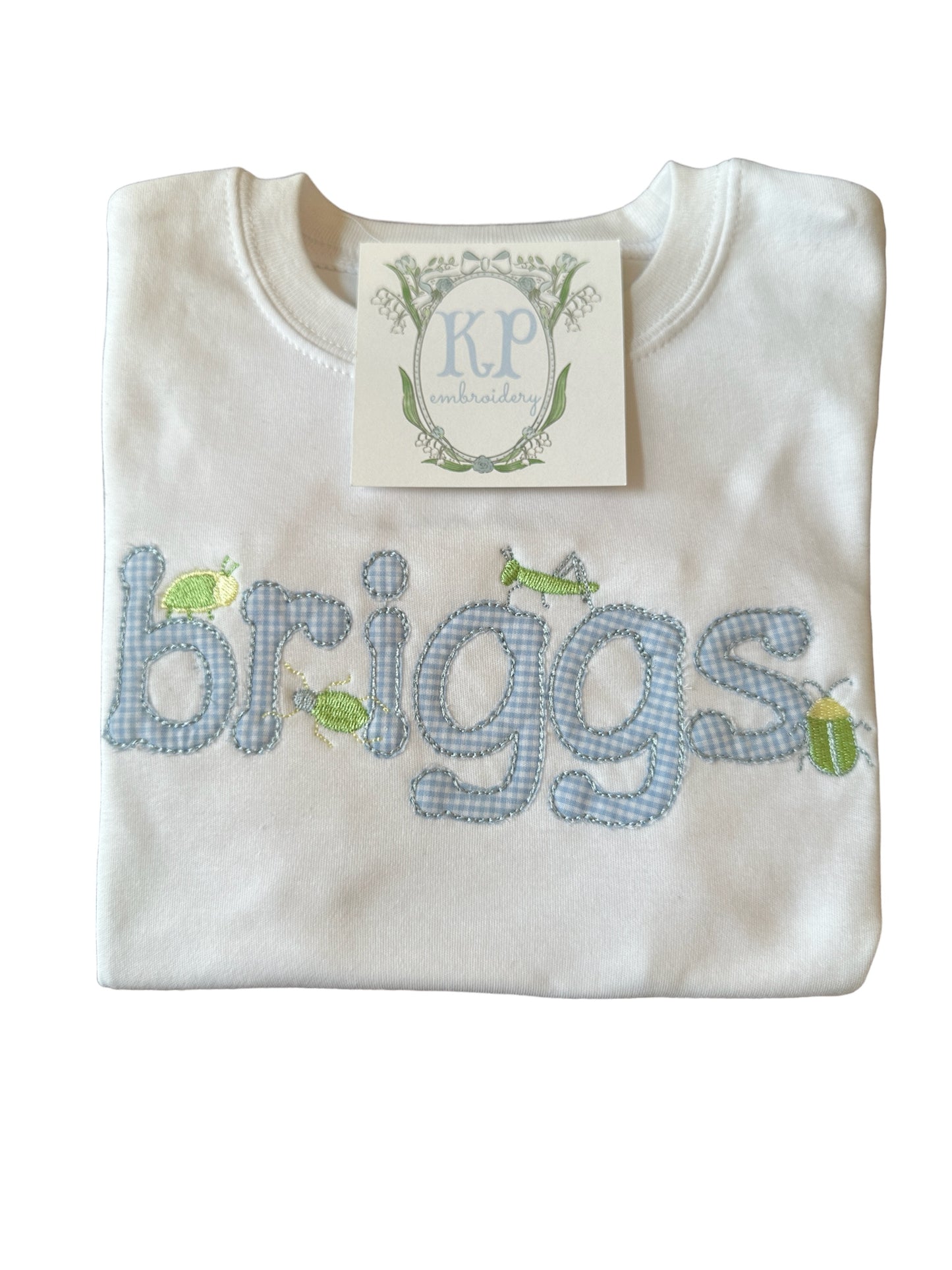 Boys Applique Bug Name Short Sleeve Tshirt