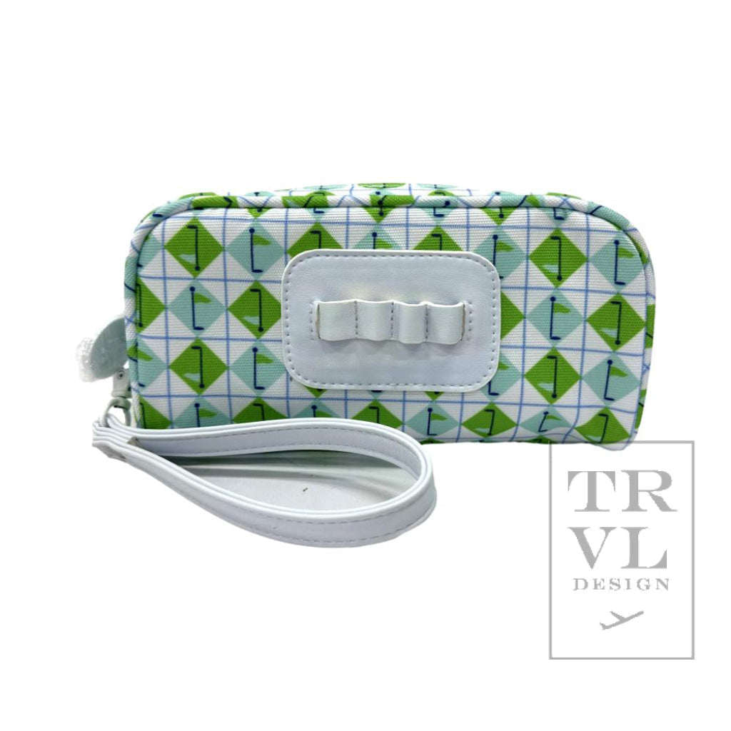 Mini Ditty Wristlet- Tee Time Aqua Green Diamond