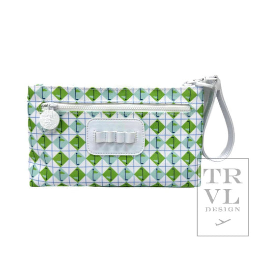 Ditty Wristlet- Tee Time Aqua Green Diamond