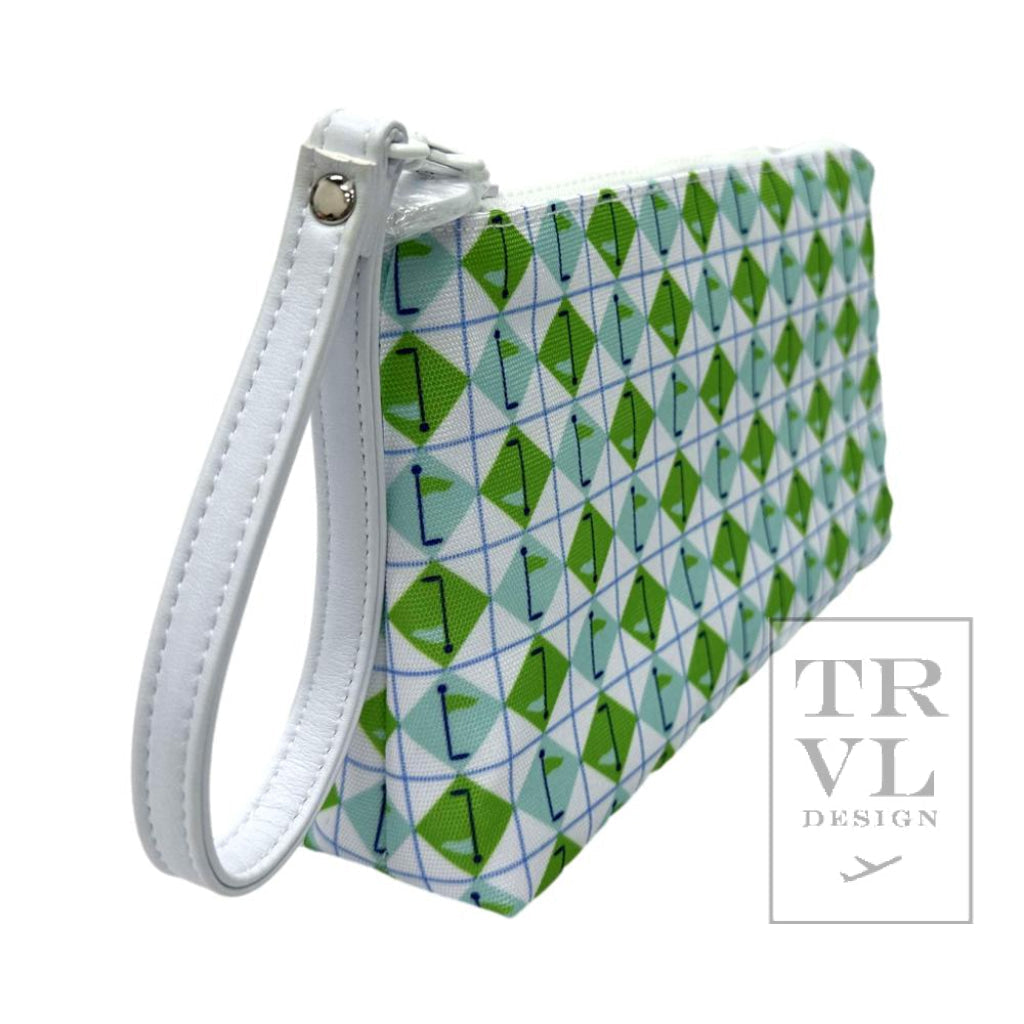 Ditty Wristlet- Tee Time Aqua Green Diamond