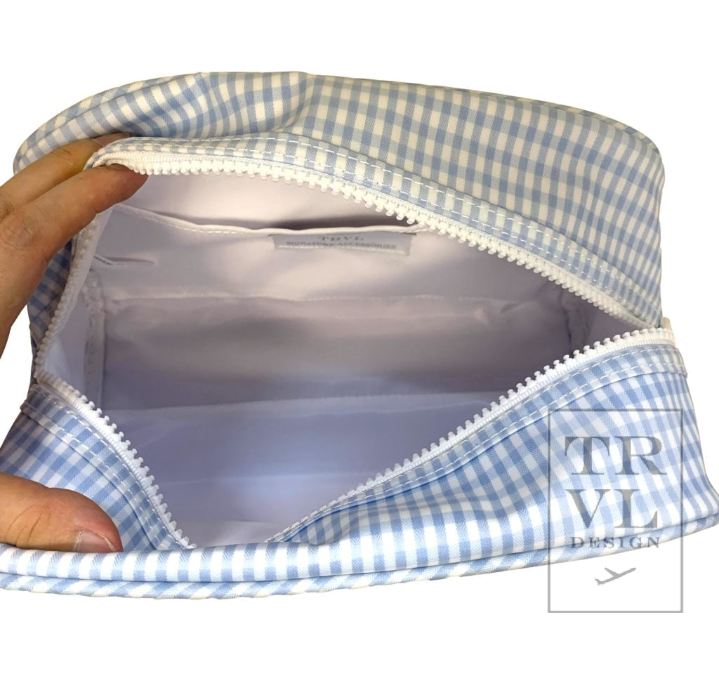 TRVL Toiletry Bag- Mist Gingham