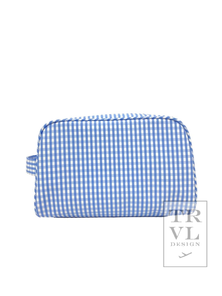 TRVL Toiletry Bag- Sky Gingham