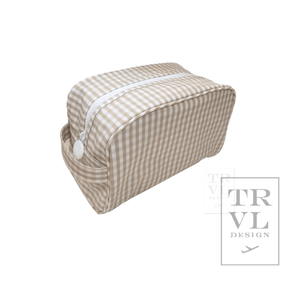 TRVL Toiletry Bag- Khaki Gingham