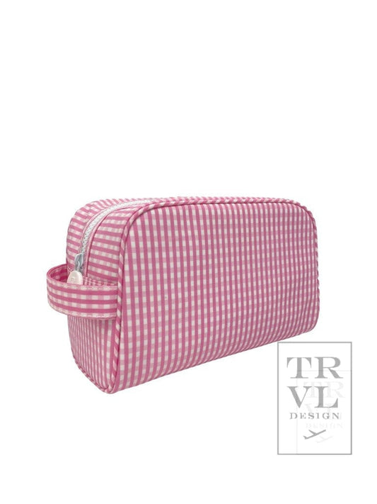 TRVL Toiletry Bag- Pink Gingham