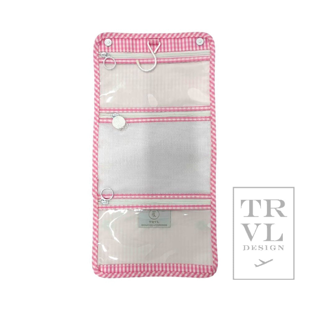 TRVL Mini Roll Up Hanging Bag- Pink Gingham