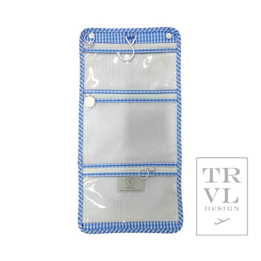 TRVL Mini Roll Up Hanging Bag- Sky Gingham