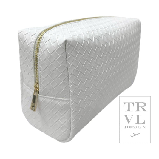 TRVL Luxe Everyday Cosmetic Bag- Woven White