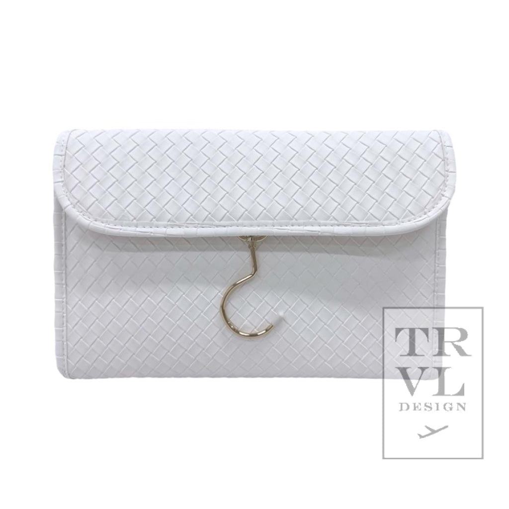 Luxe Bridal Hanging Toiletry Case- Woven White