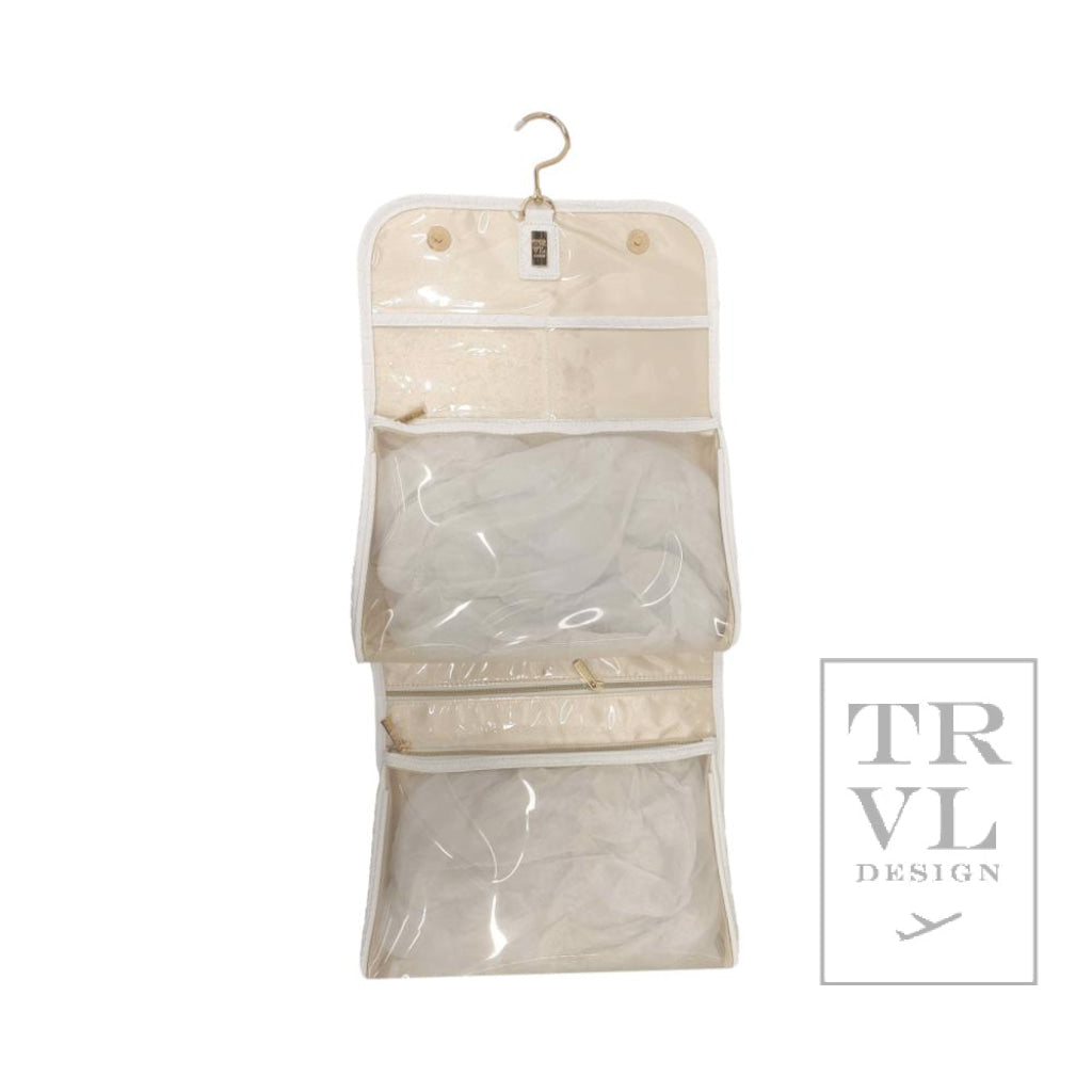 Luxe Bridal Hanging Toiletry Case- Woven White