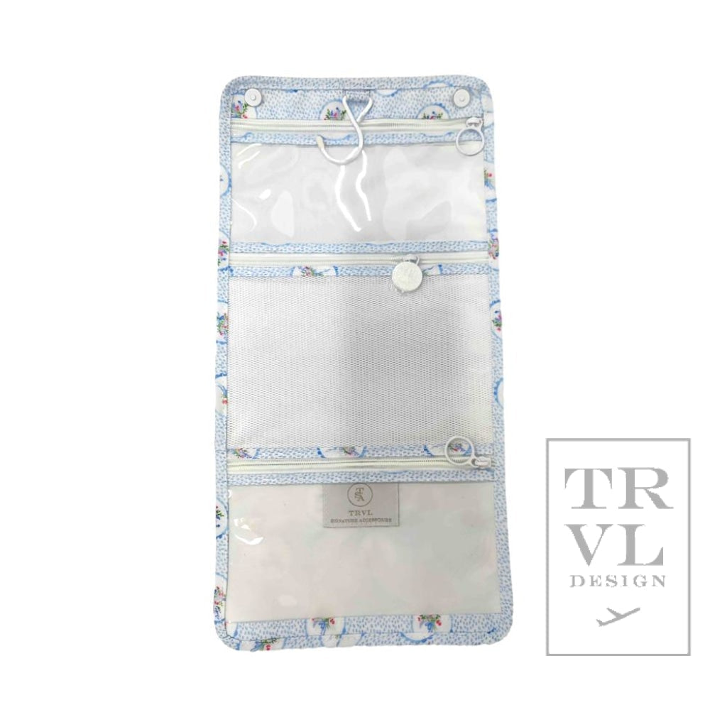 TRVL Mini Roll Up Hanging Bag- Floral Blue Medallion