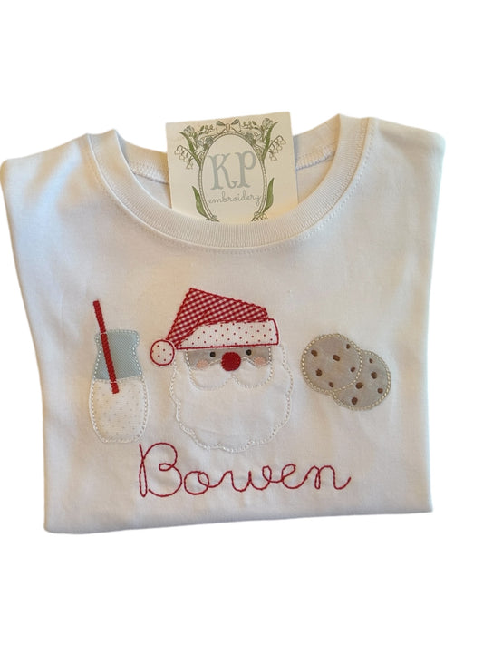 Long Sleeve Appliqué Cookies & Milk Tshirt