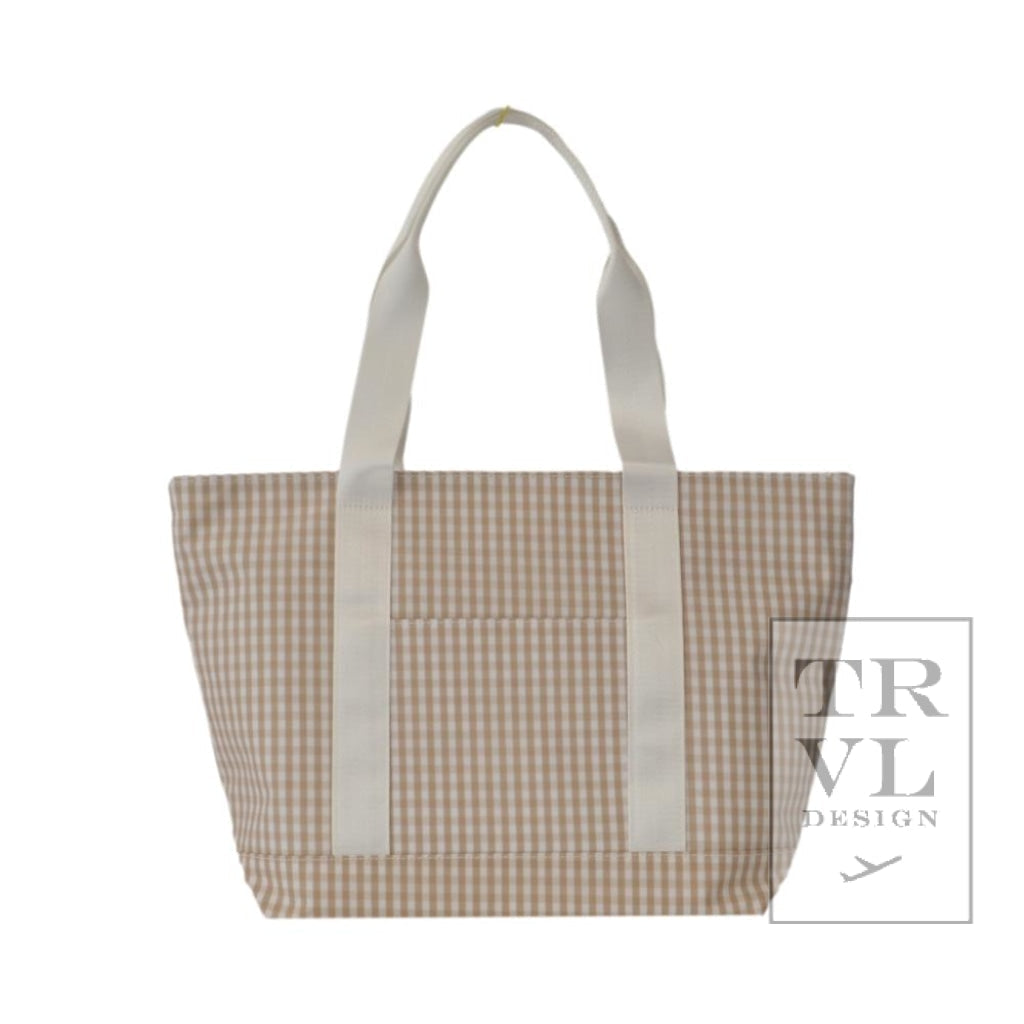 TRVL Classic Tote- Khaki Gingham