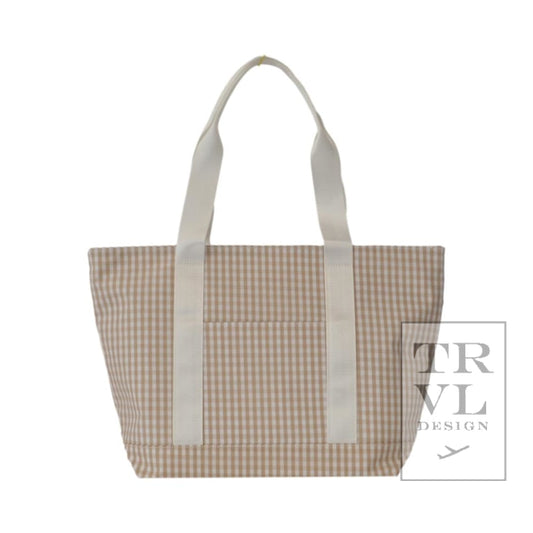 TRVL Classic Tote- Khaki Gingham