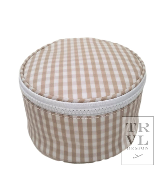 TRVL- Round up jewelry Case- Khaki Gingham