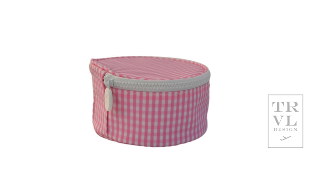 TRVL- Round up jewelry Case- Pink Gingham