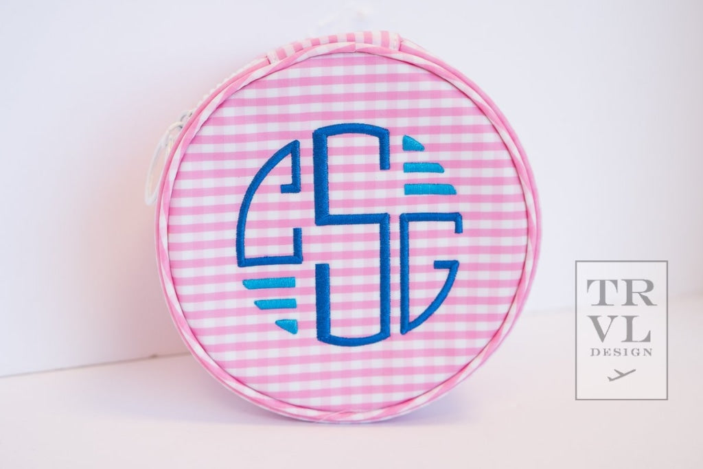 TRVL- Round up jewelry Case- Pink Gingham