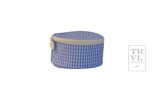 TRVL- Round up jewelry Case- Sky Gingham