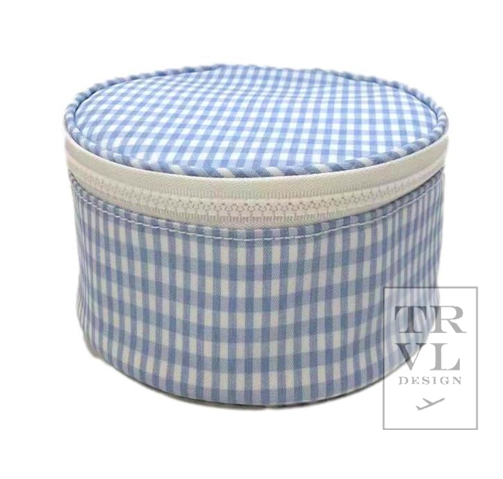 TRVL- Round up jewelry Case- Mist Gingham