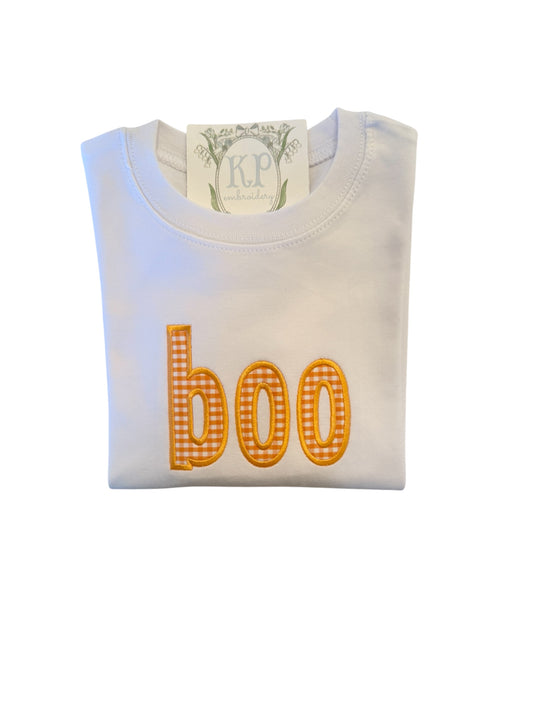 Boys Applique Simple Boo Tshirt- Short or Long Sleeve