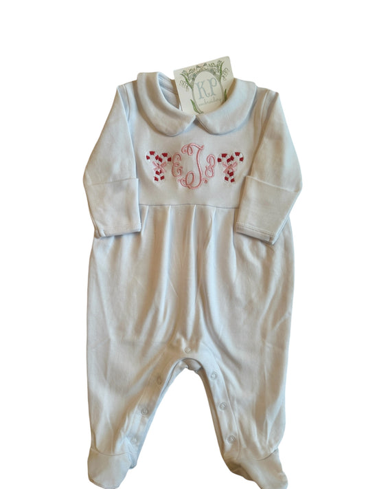 Peterpan Sleeper W/ Candy Cane Monogram