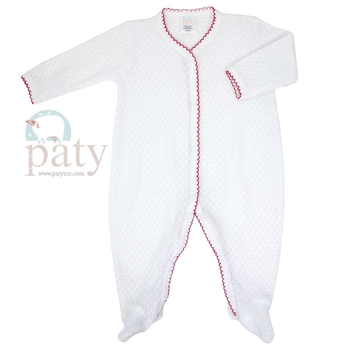 PREORDER Paty White Knit Footie w/ Trim Options