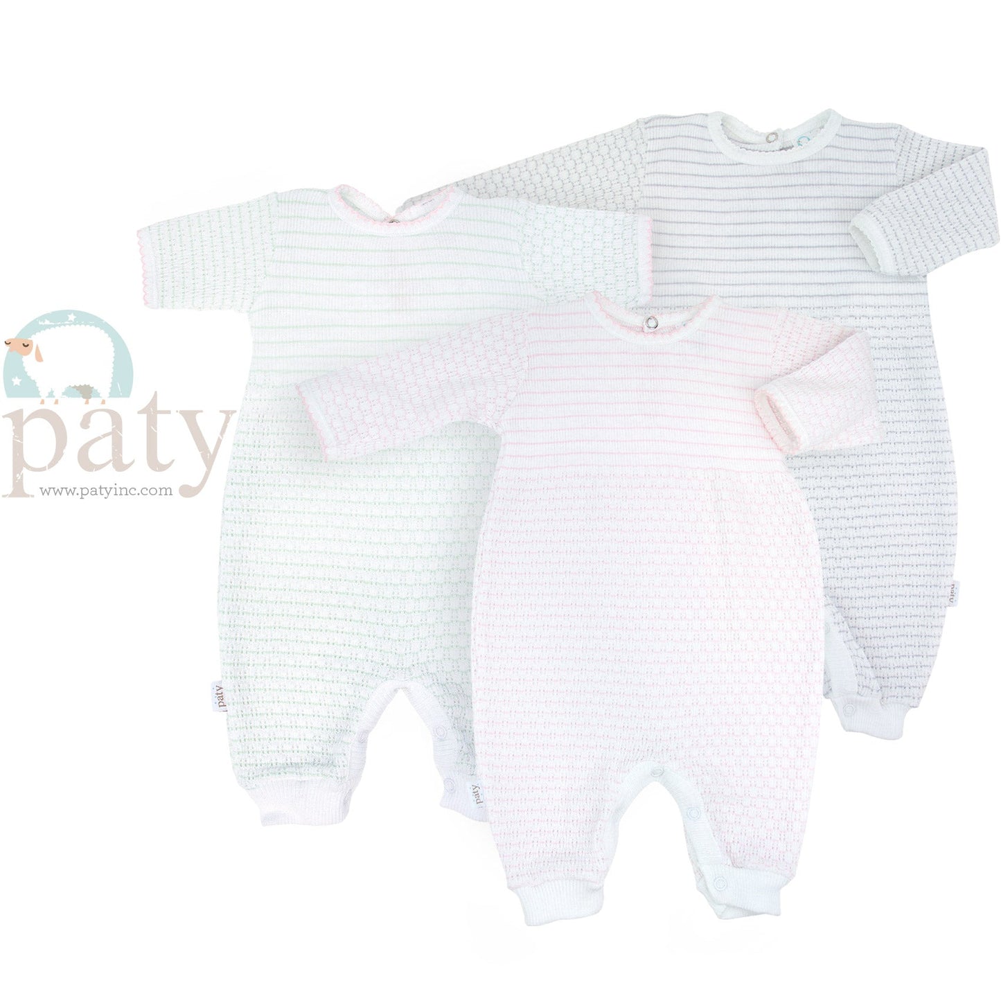 In Stock Paty Pinstripe Romper w/ Keyhole Back LONG SLEEVE Lavender