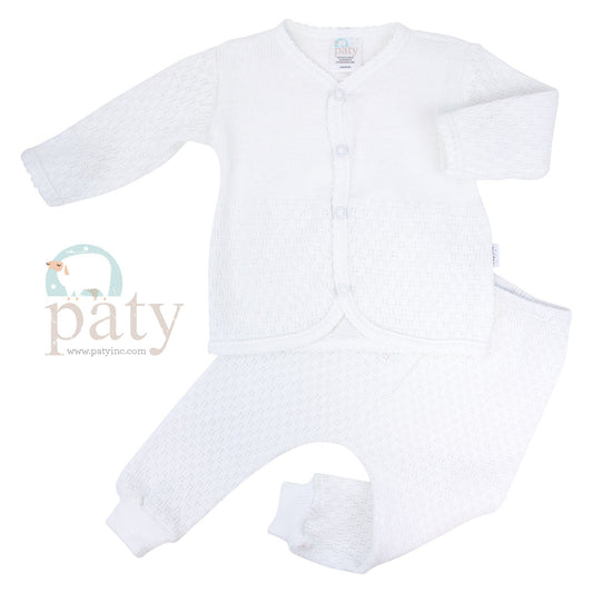 PREORDER Paty White 2 PC Set w/ Snaps & Long Pants