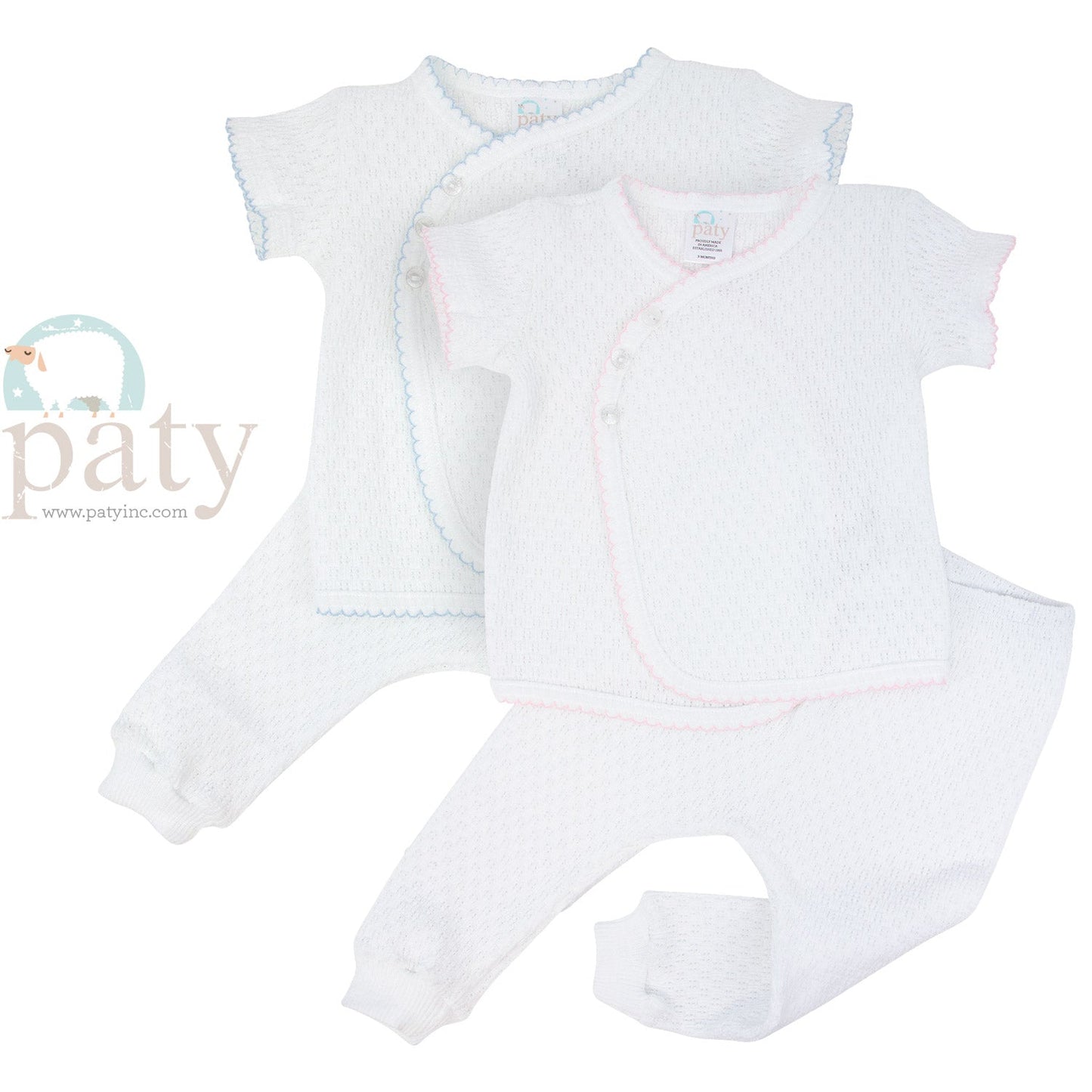 PREORDER Paty 2 PC Set, LS or SS Button Up Kimono Top w/ Long Pants