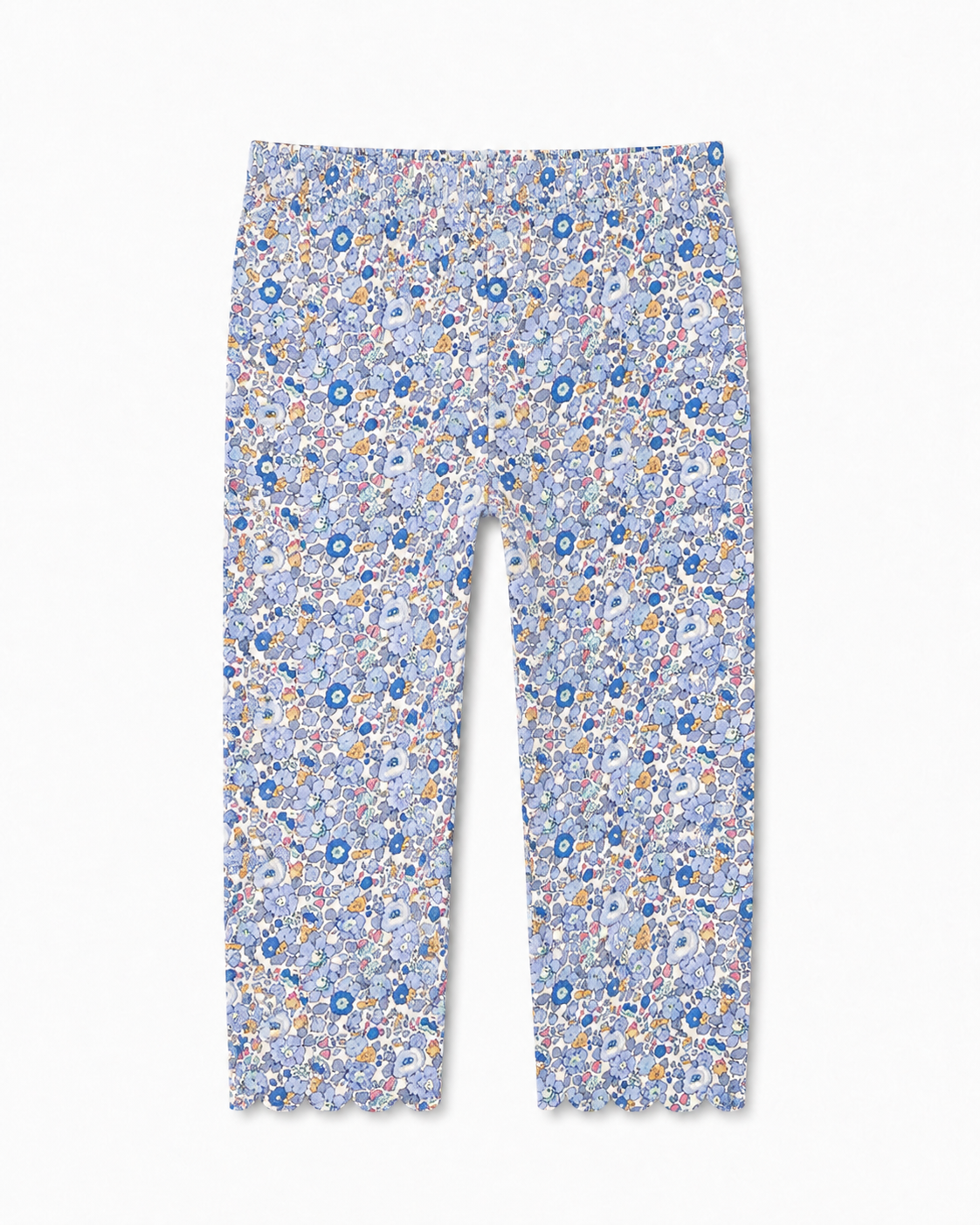 Preorder Scalloped Floral Leggings - Light Blue