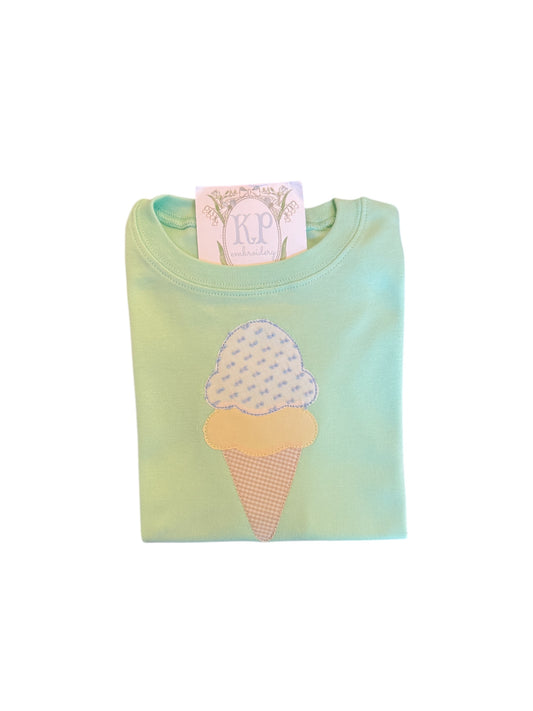 Unisex single Ice Cream Cone Appliqué Tshirt