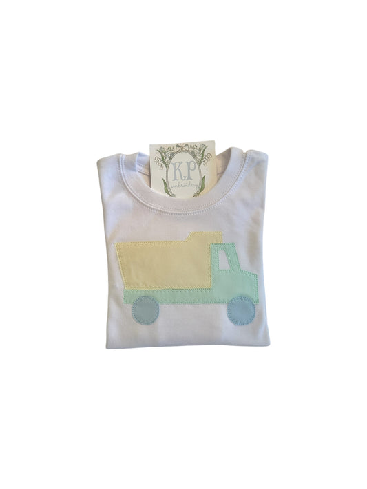 Boys Applique Dump Truck Tshirt- Short or Long Sleeve