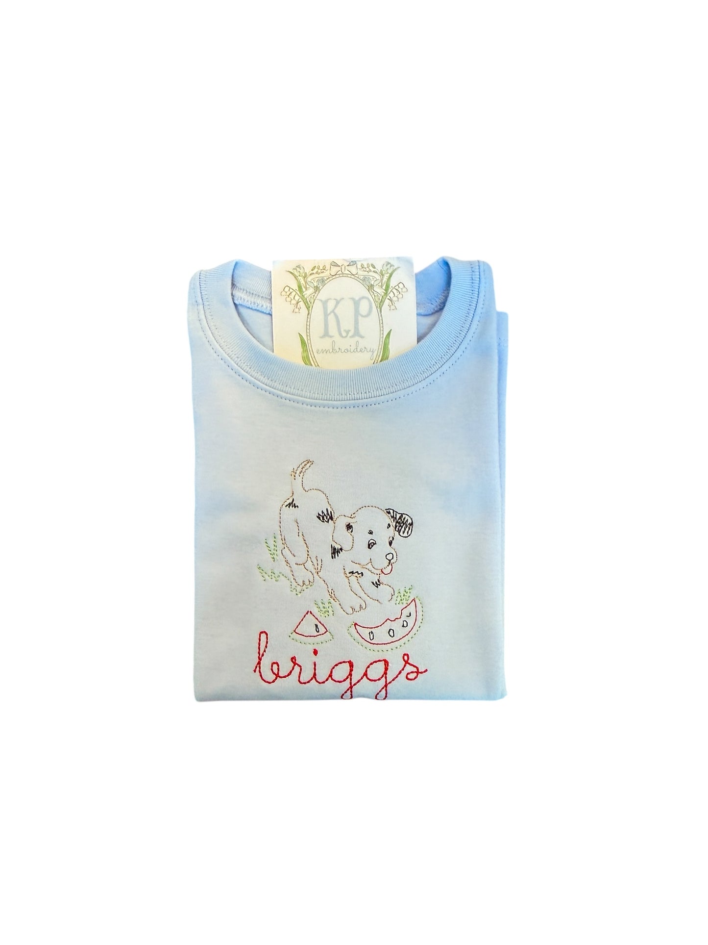 Boys Puppy with Watermelon Tshirt - Name Optional