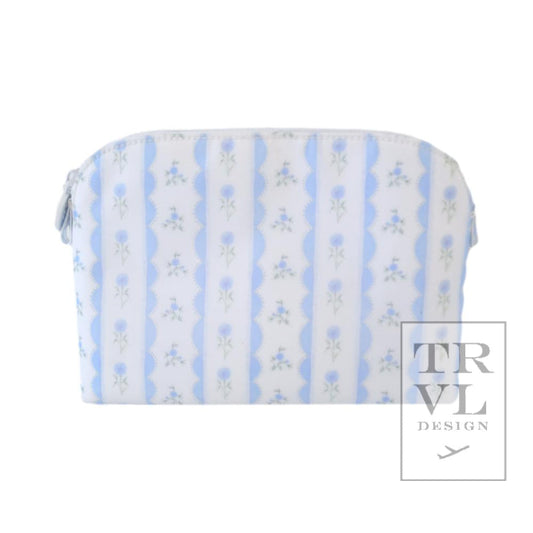 TRVL Cosmetic Goodie Bag- NEW Ribbon Blue Floral