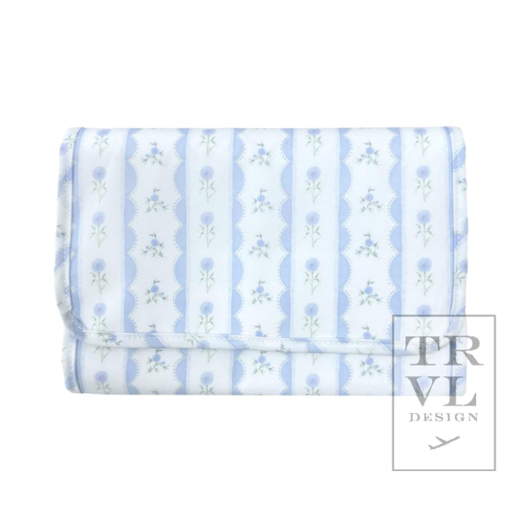 TRVL Mini Roll Up Hanging Bag- NEW Ribbon Blue Floral