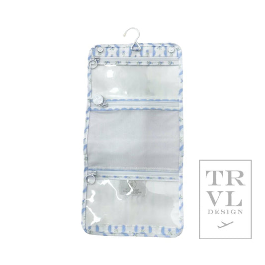 TRVL Mini Roll Up Hanging Bag- NEW Ribbon Blue Floral- *preorder