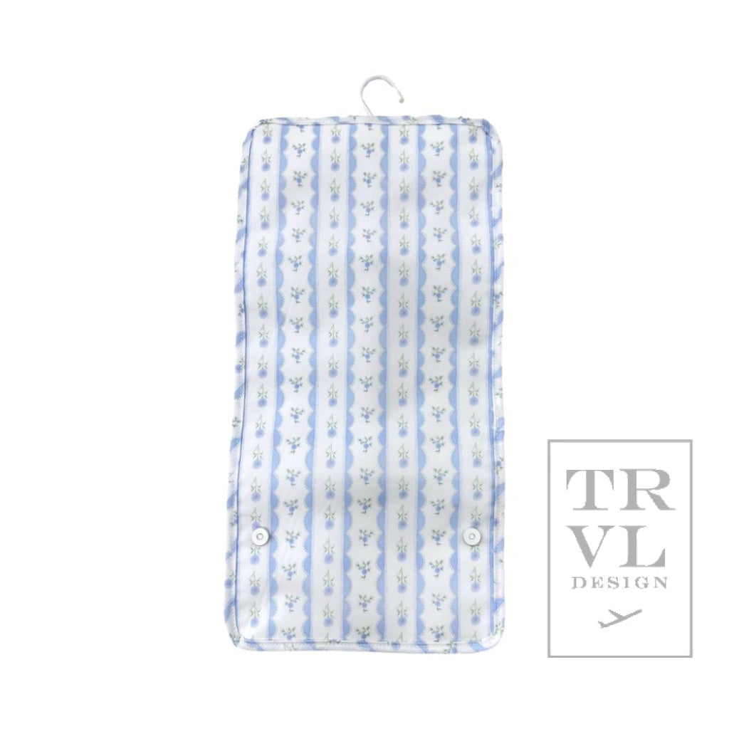 TRVL Mini Roll Up Hanging Bag- NEW Ribbon Blue Floral